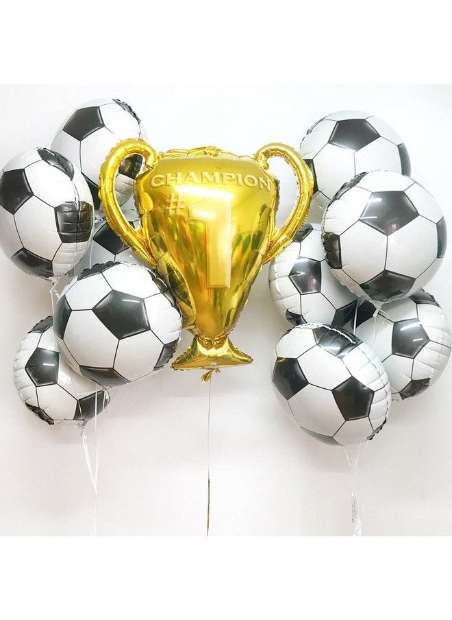 Oarkive Soccer Party Balloons Set 7Pcs Championship Trophy Balloon And Soccer Foil Balloons For Birthday Baby Shower Wedding Anniversary Soccer Themed Party Decoration  - Image 4