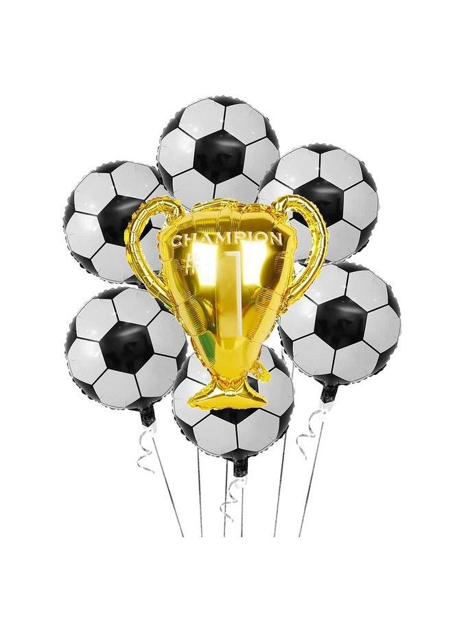 Oarkive Soccer Party Balloons Set 7Pcs Championship Trophy Balloon And Soccer Foil Balloons For Birthday Baby Shower Wedding Anniversary Soccer Themed Party Decoration  - Image 2