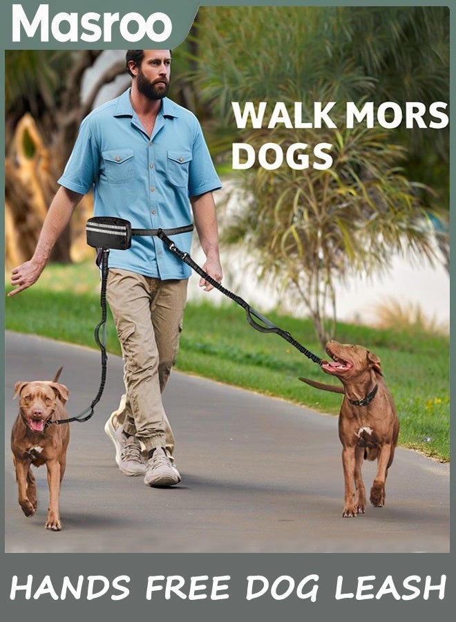 Masroo Hands Free Dog Leash with Pouch, Double Leash for Two Dogs, Retractable Dog Leashes with Double Padded Handles, for Running, Walking Accessories - Image 3