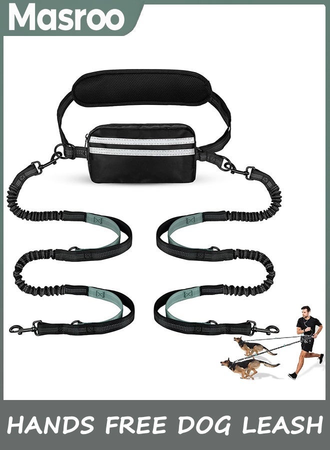 Masroo Hands Free Dog Leash with Pouch, Double Leash for Two Dogs, Retractable Dog Leashes with Double Padded Handles, for Running, Walking Accessories - Image 1