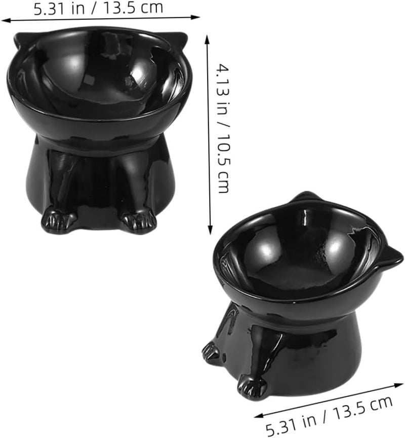 Elevated Ceramic Pet Bowl with Neck Guard, Large Wide-Mouth Raised Cat Food Dish, Anti-Spill High Foot Feeding Bowl for Cats and Dogs - Image 2