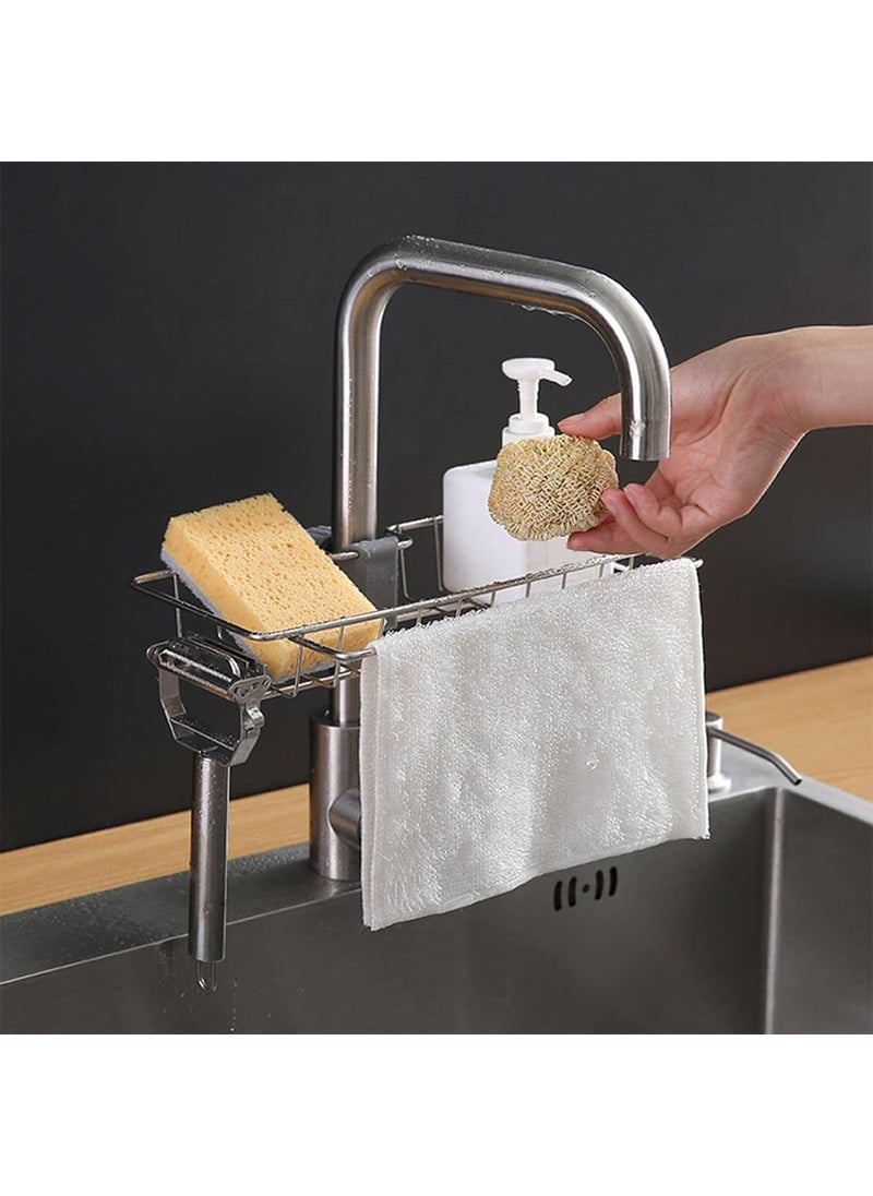 SUPVOX Supvox® Kitchen Sink Caddy Organizer, Sponge Holder Over Faucet Stainless Steel Detachable Hanging Faucet Drain Rack for Kitchen Bathroom, Scrubbers, Soap (Large Size, 15x17cm)  - Image 2