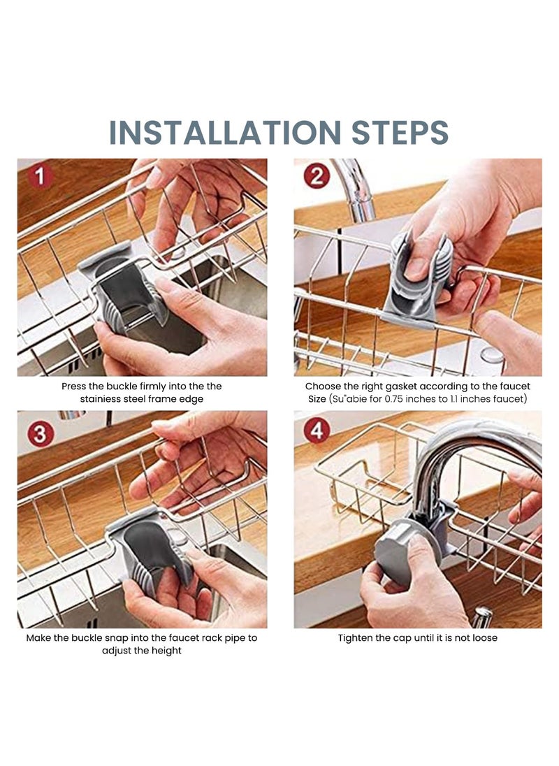 SUPVOX Supvox® Kitchen Sink Caddy Organizer, Sponge Holder Over Faucet Stainless Steel Detachable Hanging Faucet Drain Rack for Kitchen Bathroom, Scrubbers, Soap (Large Size, 15x17cm)  - Image 3