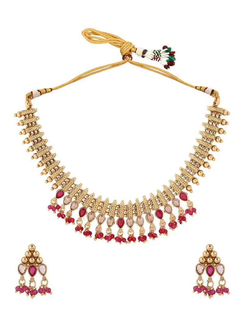 برياسي Stones-Studded  Beaded Jewellery Set