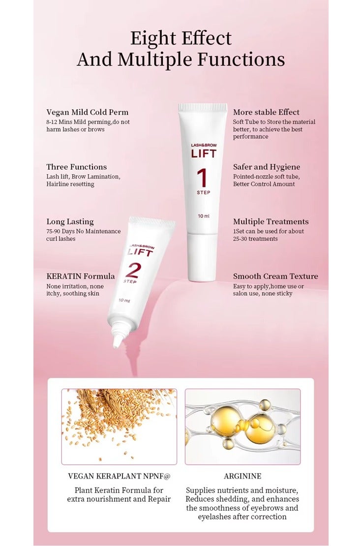 إيكونساين مجموعة الرموش والحواجب 4 في 1 رفع الرموش، وتغليف الحواجب، وصبغة (أسود/بني/قهوة) - تجعيد الكيراتين، تركيبة نباتية، تجعيدات طويلة الأمد وحواجب كاملة - نتائج صالون احترافية في المنزل! - Image 4