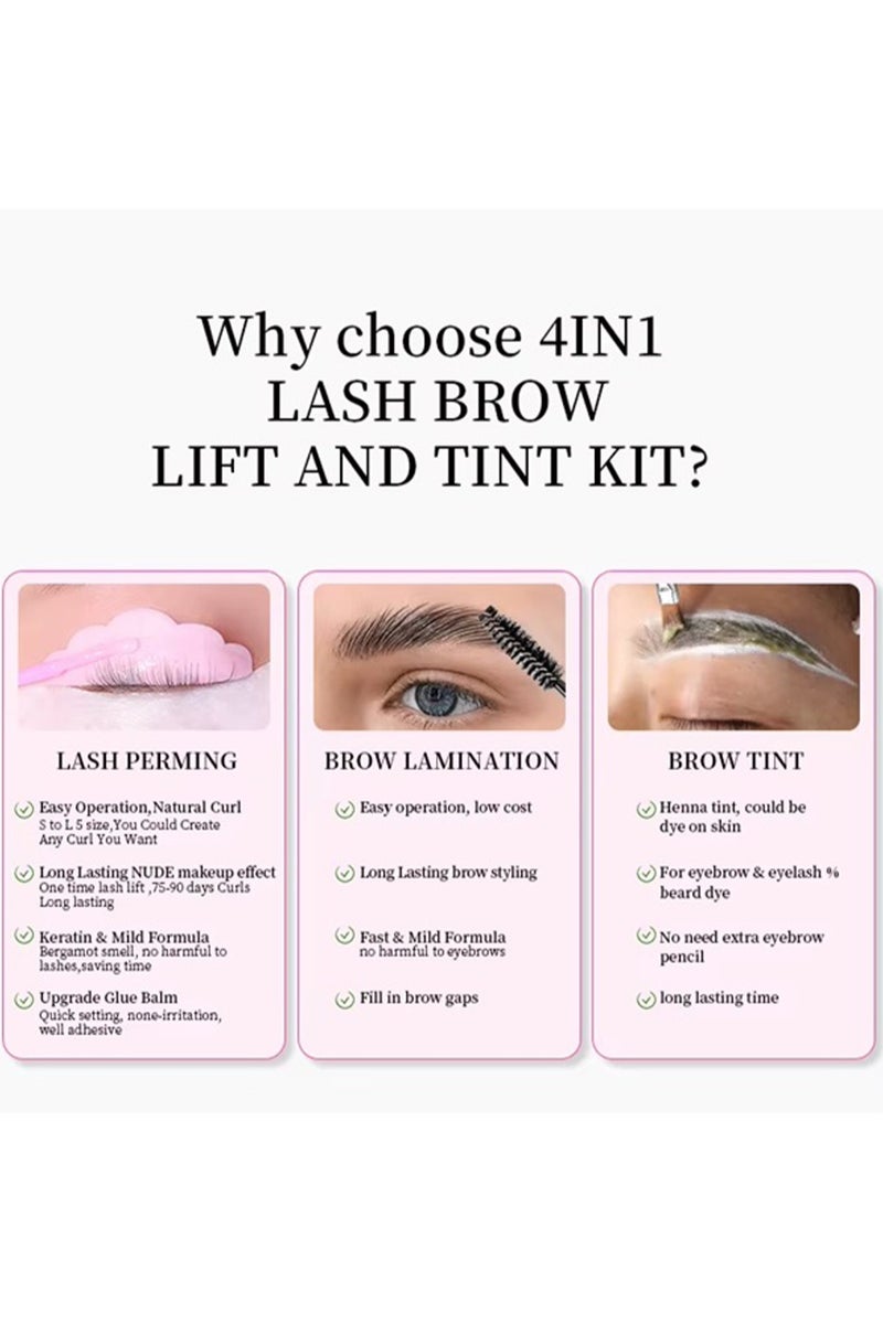 إيكونساين مجموعة الرموش والحواجب 4 في 1 رفع الرموش، وتغليف الحواجب، وصبغة (أسود/بني/قهوة) - تجعيد الكيراتين، تركيبة نباتية، تجعيدات طويلة الأمد وحواجب كاملة - نتائج صالون احترافية في المنزل! - Image 5