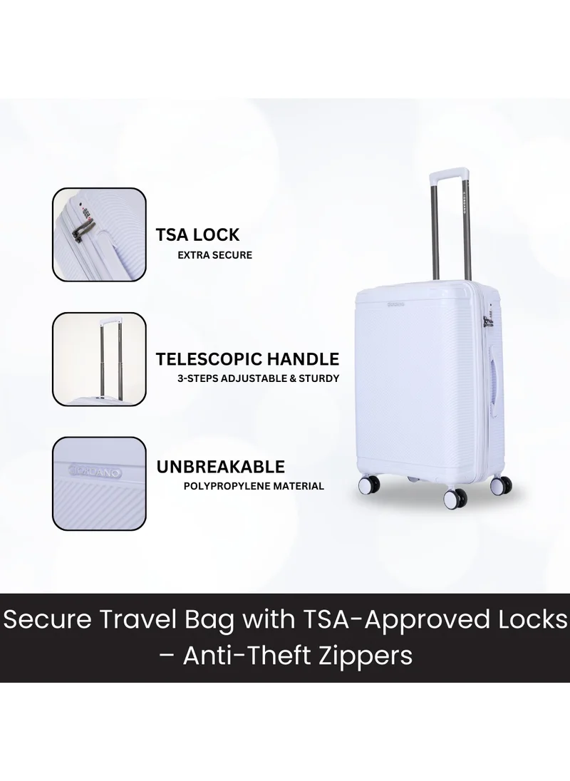 جيوردانو Giordano League Luggage Set PP Hardshell Travel Business Suitcase, Durable Hardside Unbreakable Lightweight Expandable Anti-theft Zip 4 Double Wheel TSA Lock 3pcs Trolley (20+24+28 Inch).Light Purple