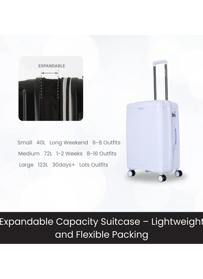 جيوردانو Giordano League Luggage Set PP Hardshell Travel Business Suitcase, Durable Hardside Unbreakable Lightweight Expandable Anti-theft Zip 4 Double Wheel TSA Lock 3pcs Trolley (20+24+28 Inch).Light Purple