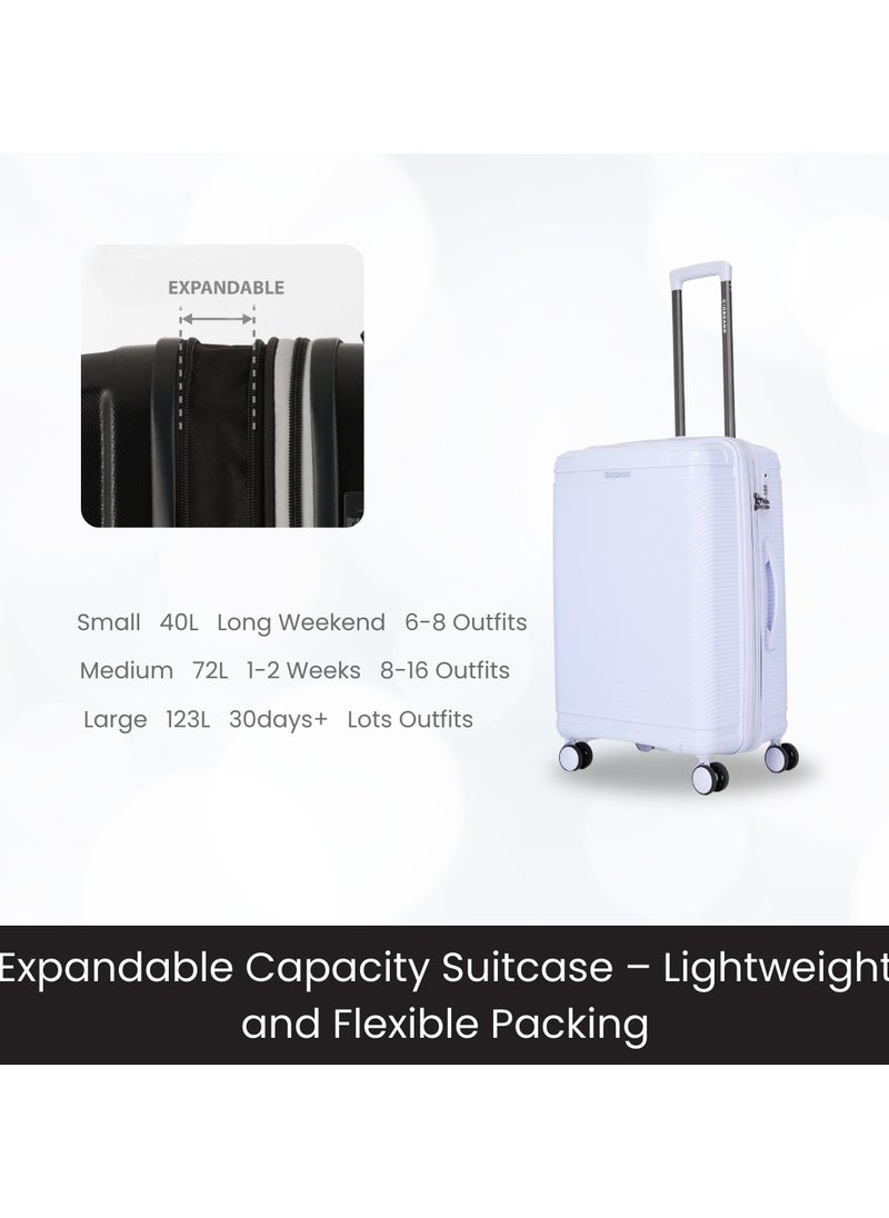 GIORDANO Giordano League Luggage Set PP Hardshell Travel Business Suitcase, Durable Hardside Unbreakable Lightweight Expandable Anti-theft Zip 4 Double Wheel TSA Lock 3pcs Trolley (20+24+28 Inch).Light Purple  - Image 3