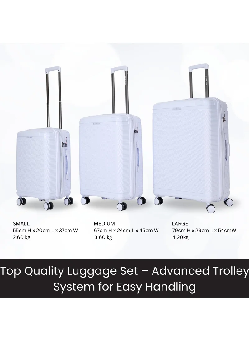 جيوردانو Giordano League Luggage Set PP Hardshell Travel Business Suitcase, Durable Hardside Unbreakable Lightweight Expandable Anti-theft Zip 4 Double Wheel TSA Lock 3pcs Trolley (20+24+28 Inch).Light Purple
