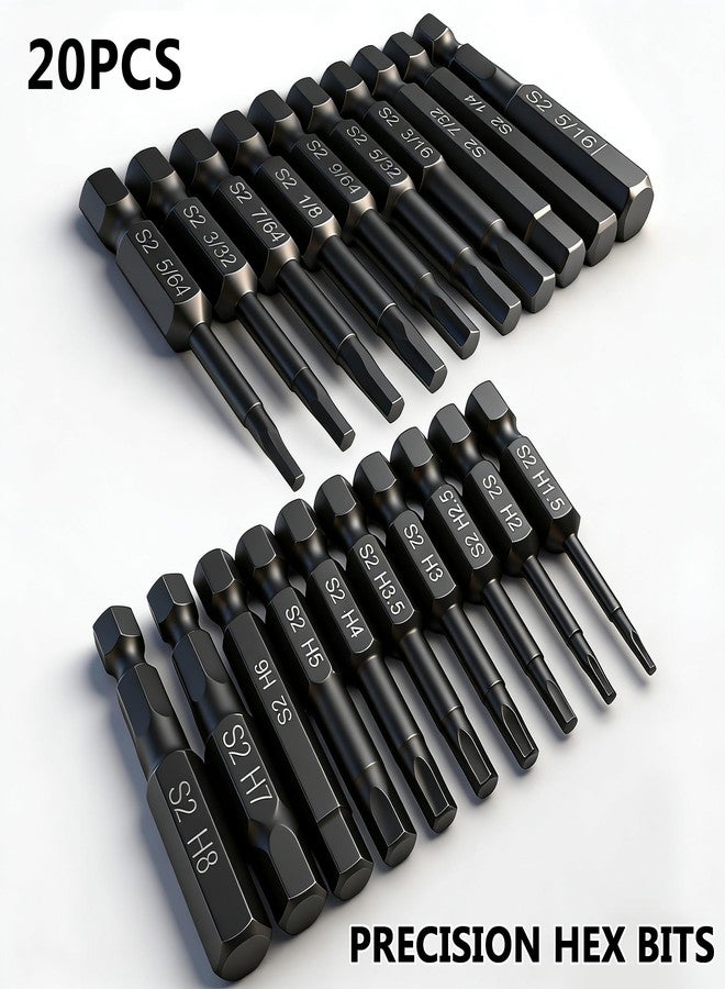 PTSLKHN Hex Head Allen Wrench Drill Bit Set (10pc Metric & 10pc SAE), Allen Wrench Drill Bits, Upgraded 1/4" Quick Release Shank Magnetic Hex Bit Set - Perfect for Ikea Type Furniture - Image 2