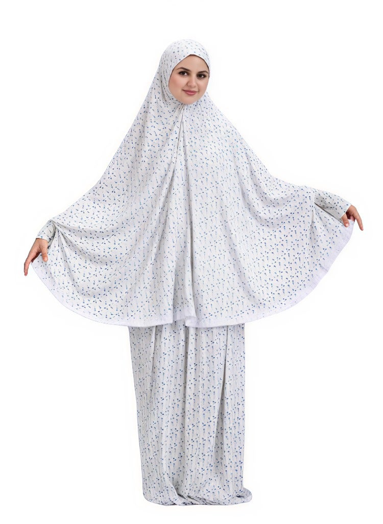 سيزار طقم صلاة واستقبال من قطعتين للنساء – كاب رأس واسع بكم طويل مع جيبة مطاطية ساترة ومريحة - Image 1