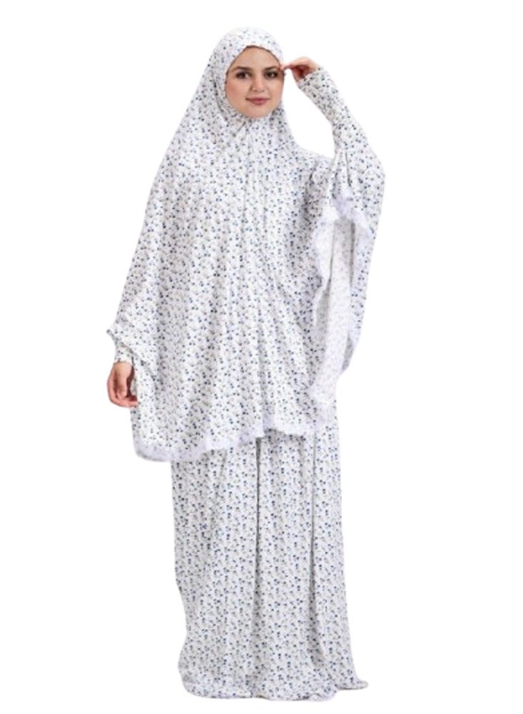 سيزار طقم صلاة واستقبال من قطعتين للنساء – كاب رأس واسع بكم طويل مع جيبة مطاطية ساترة ومريحة - Image 3