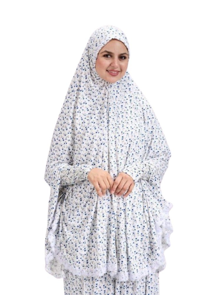 سيزار طقم صلاة واستقبال من قطعتين للنساء – كاب رأس واسع بكم طويل مع جيبة مطاطية ساترة ومريحة - Image 2