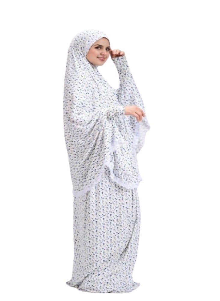 سيزار طقم صلاة واستقبال من قطعتين للنساء – كاب رأس واسع بكم طويل مع جيبة مطاطية ساترة ومريحة - Image 4