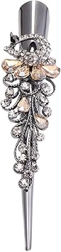 Minkissy Metal Duckbill Hair Clips 2PC Large Vintage Rhinestone Duckbill Alligator Clips Crystal Teeth Hair Barrettes Duckbill Hairpins for Women Girls Colorful - Image 3