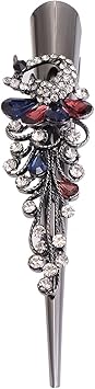 Minkissy Metal Duckbill Hair Clips 2PC Large Vintage Rhinestone Duckbill Alligator Clips Crystal Teeth Hair Barrettes Duckbill Hairpins for Women Girls Colorful - Image 2