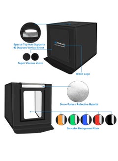 PULUZ 15.8 inch Foldable Portable 24W 5500K White Light Photography Lighting Box,Photo Lighting Studio Kits with 6 Colors Backdrops  - Image 2