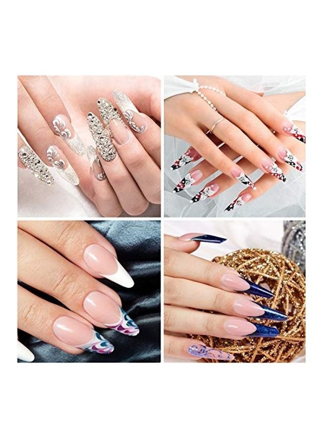 NIBEMINENT 600-Piece Long Clear Half Cover False Nail Tips Set with 4 Glues and File Box - Image 5