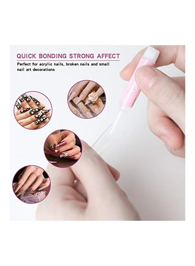 NIBEMINENT 600-Piece Long Clear Half Cover False Nail Tips Set with 4 Glues and File Box - Image 4