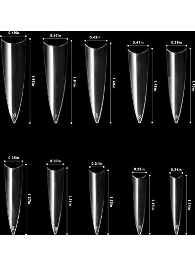 NIBEMINENT 600-Piece Long Clear Half Cover False Nail Tips Set with 4 Glues and File Box - Image 3