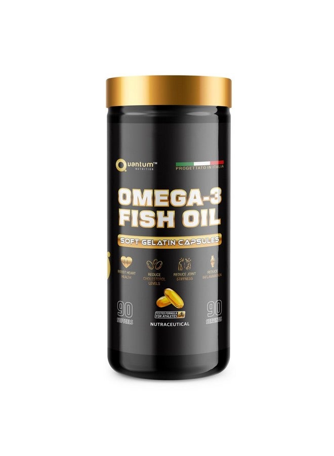 Quantum Nutrition Omega-3 Fish Oil 1000mg | Soft Gelatin Capsules | High Potency EPA 180mg & DHA 120mg | Supports Heart, Brain & Joint Health | No Fishy Aftertaste | Non-GMO & Gluten-Free | 90 Tablets - Image 1