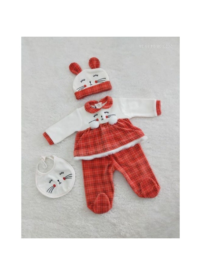 فول مون 1 طقم بيجامة للاطفال من 4 قطع- قطيفة ناعم من فول مون - مقاس 9 شهور - Image 2