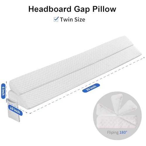 EUHAMS Twin Size Bed Wedge Pillow - Bed Gap Filler Mattress Wedge Headboard Pillow - Fill The Gap (0-7") Between Headboard and Mattress for Sleeping Backrest Pillow (39"x10"x6" White) - Image 3