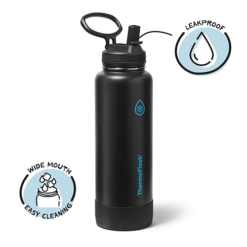 ThermoFlask 40 oz Double Wall Vacuum Insulated Stainless Steel Water Bottle with Straw Lid, Electric Eclipse - Image 3