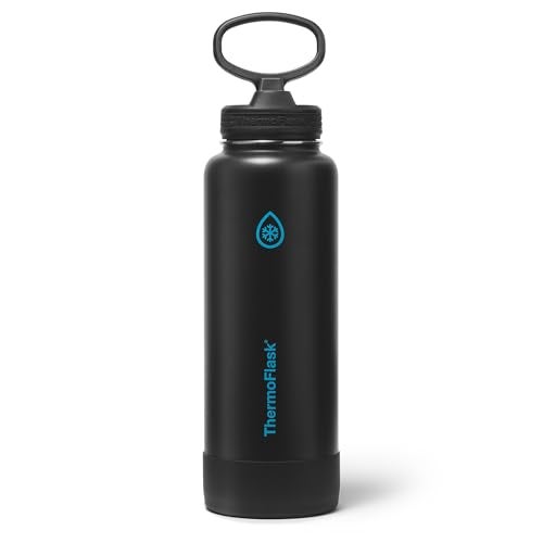 ThermoFlask 40 oz Double Wall Vacuum Insulated Stainless Steel Water Bottle with Straw Lid, Electric Eclipse - Image 1