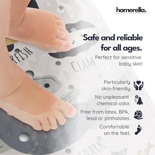 Homerella Bath Tub Mat Non Slip Anti Mold for Kids BPA Free INCL Hooks homerella Ocean Sea Animals 40x16 Baby Bath Mat Non Slip 200 Suction Cups Non Toxic Machine Washable Toddler Bath Mat EU Certified - Image 3