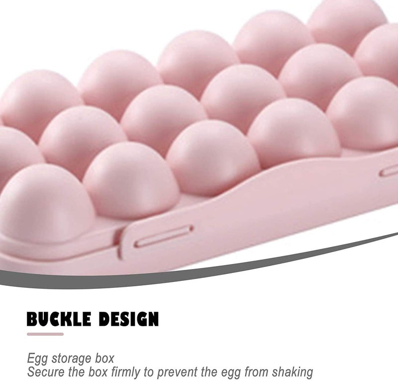 FYCAN 18 Grids Egg Tray Holder Egg Storage Box Crisper Stackable Container Organizer Household Egg Box with Lid Fresh Box Freestanding Egg Tray Pink - Image 2