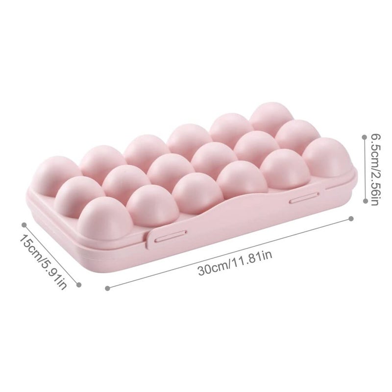 FYCAN 18 Grids Egg Tray Holder Egg Storage Box Crisper Stackable Container Organizer Household Egg Box with Lid Fresh Box Freestanding Egg Tray Pink - Image 5