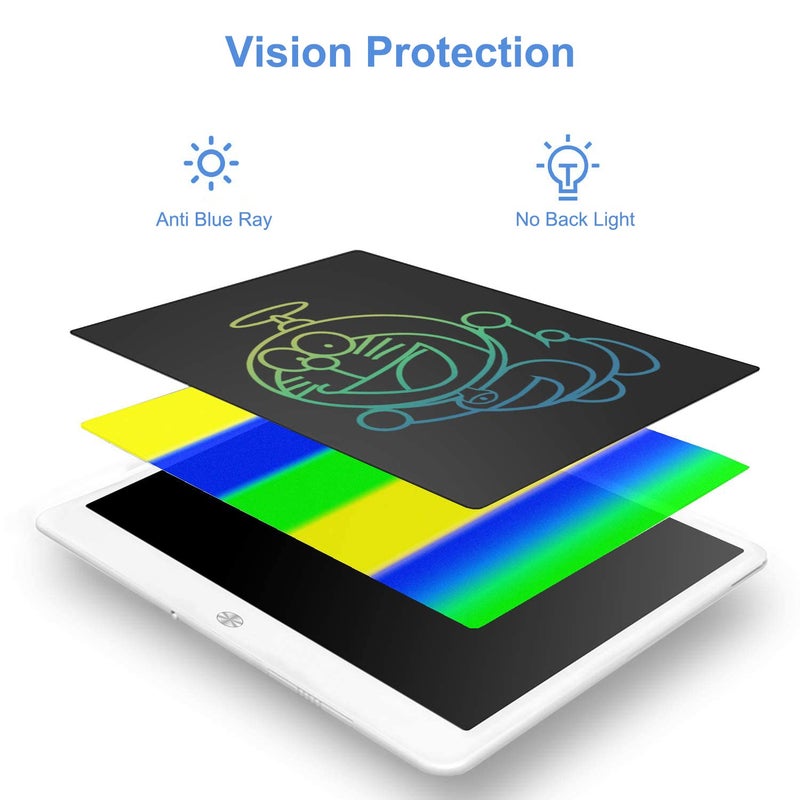 proffisy LCD Writing Tablets, 15 Inch Colorful E-Writing Pad, Paperless MeMo E-Note Board for Kids Drawing, Learning, Portable Elecrtonic Handwriting Board for Home School Office (White) - Image 4