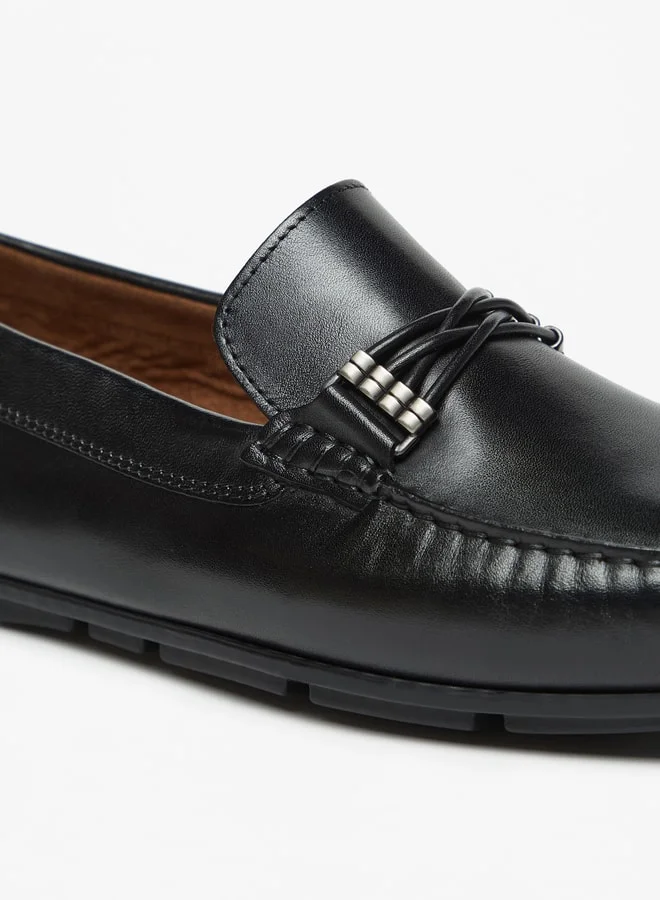 DUCHINI Men Solid Slip-On Loafers With Metallic Accent