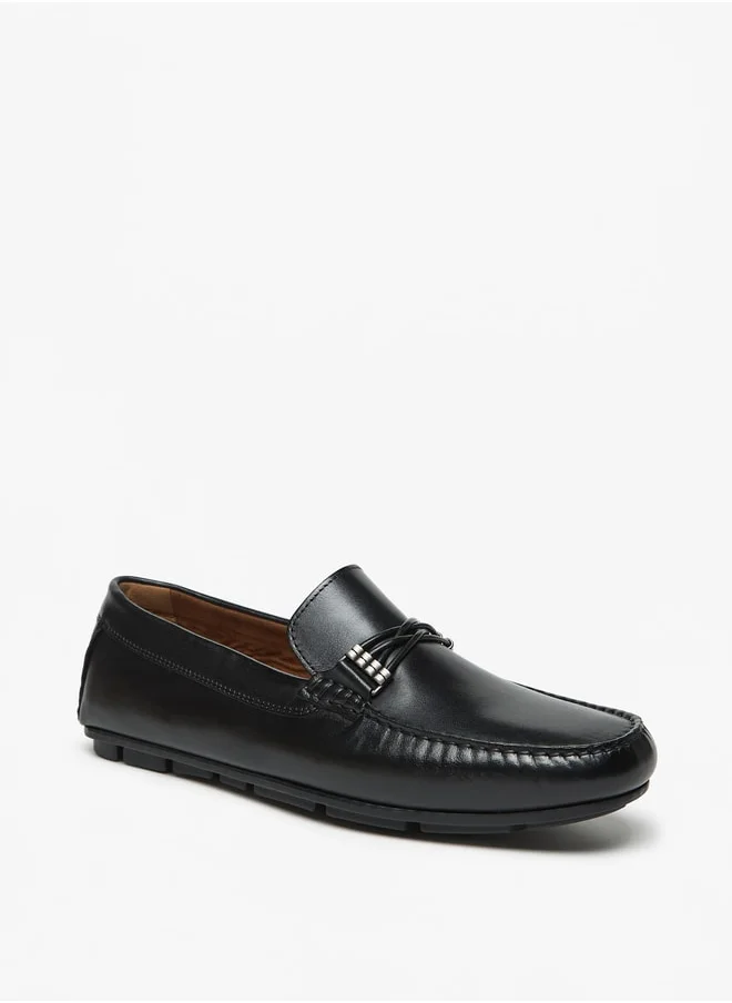 DUCHINI Men Solid Slip-On Loafers With Metallic Accent