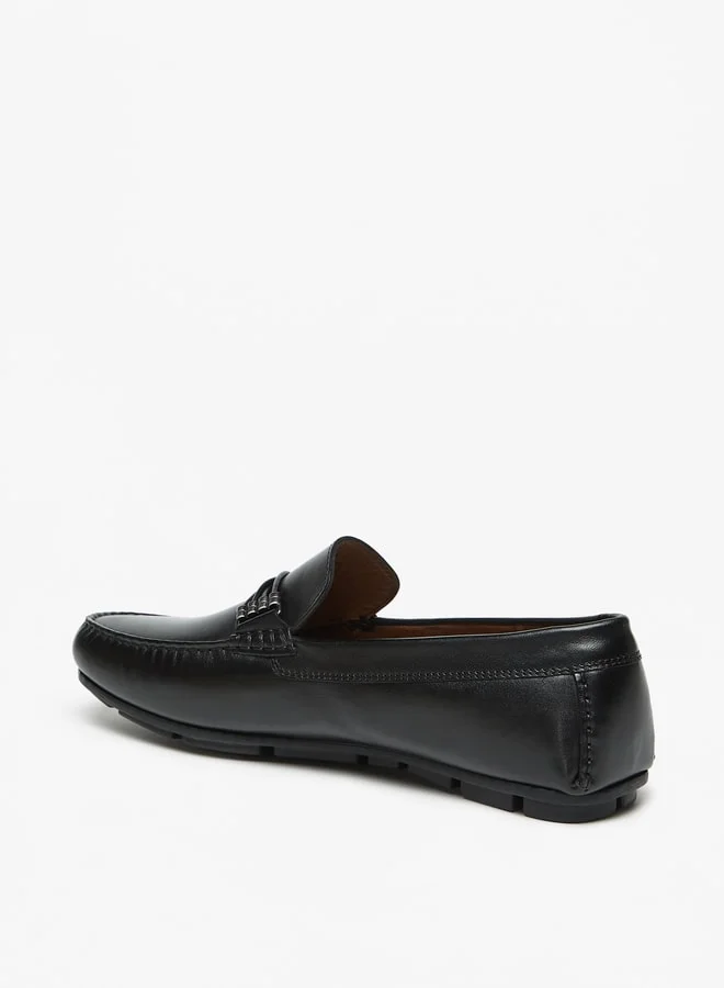 DUCHINI Men Solid Slip-On Loafers With Metallic Accent