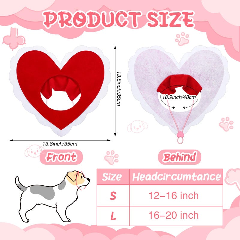 Geyoga Valentine's Day Dog Costume Cute Pet Hat Clothes Red Love Heart Shaped Headwear for Cats Dogs Dress up Adjustable Birthday Holiday Hat(Large) - Image 2