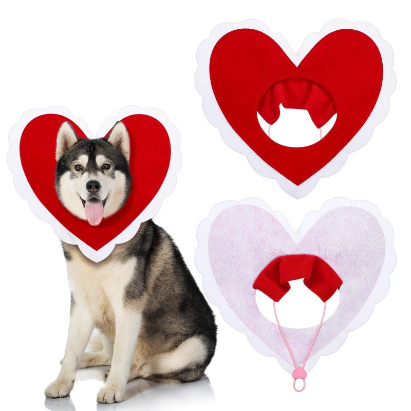 Geyoga Valentine's Day Dog Costume Cute Pet Hat Clothes Red Love Heart Shaped Headwear for Cats Dogs Dress up Adjustable Birthday Holiday Hat(Large) - Image 1