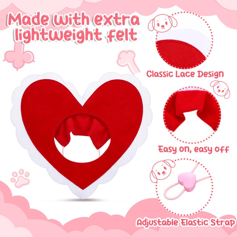 Geyoga Valentine's Day Dog Costume Cute Pet Hat Clothes Red Love Heart Shaped Headwear for Cats Dogs Dress up Adjustable Birthday Holiday Hat(Large) - Image 4