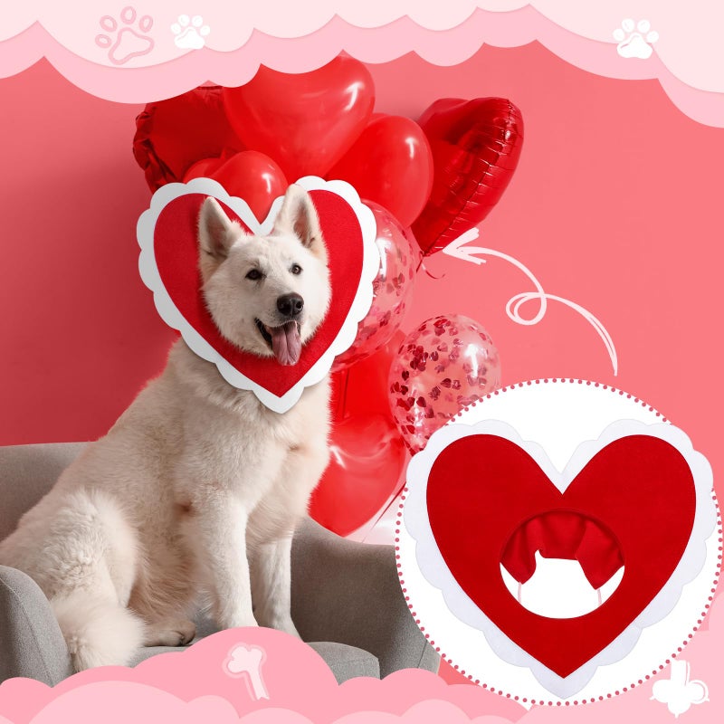 Geyoga Valentine's Day Dog Costume Cute Pet Hat Clothes Red Love Heart Shaped Headwear for Cats Dogs Dress up Adjustable Birthday Holiday Hat(Large) - Image 3