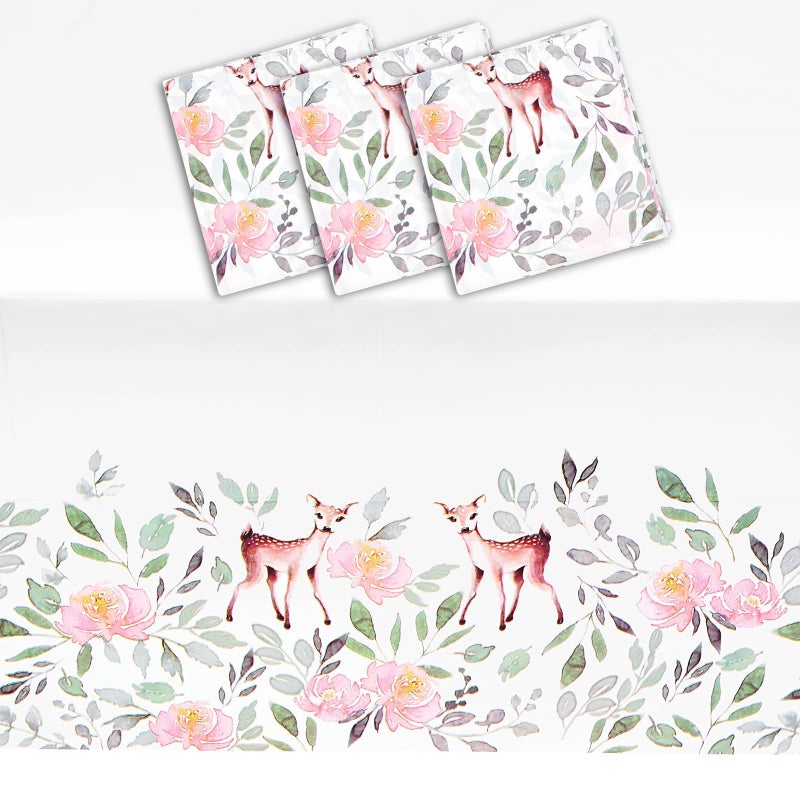 Sparkle and Bash Sparkle and Bash Oh Deer Party Table Covers for Girls Baby Shower 54 x 108 in 3 Pack  Deer Baby Shower Decorations  Table Cover 