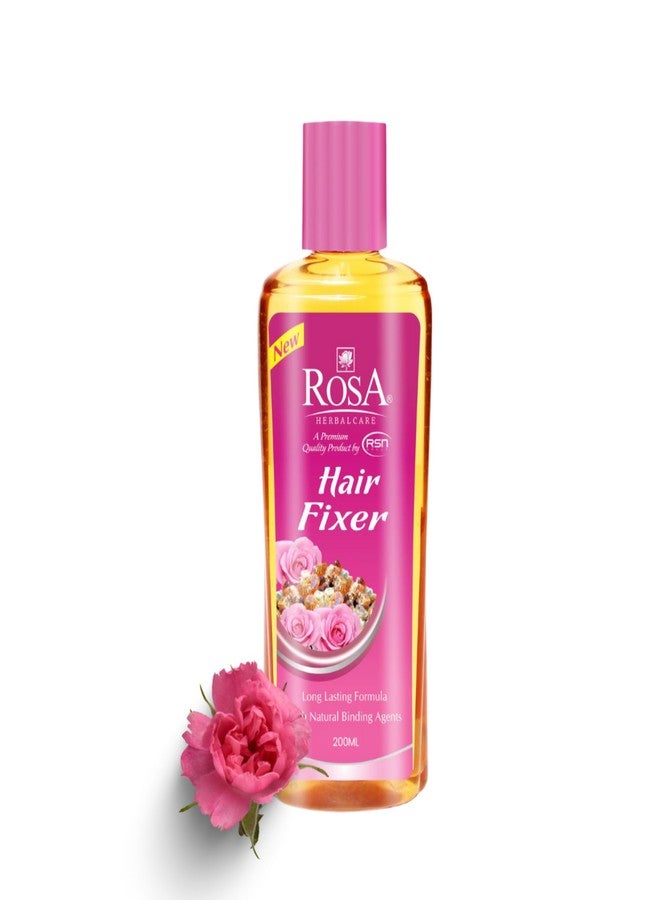 ROSA Hair Fixer Long Lasting Strong Hold | Non-Sticky Hair Fix for Men & Women | Rose Infused Hair & Beard Fixer for Soft, Smooth Styling | Unisex Hair Fix | 200 ml - Image 3