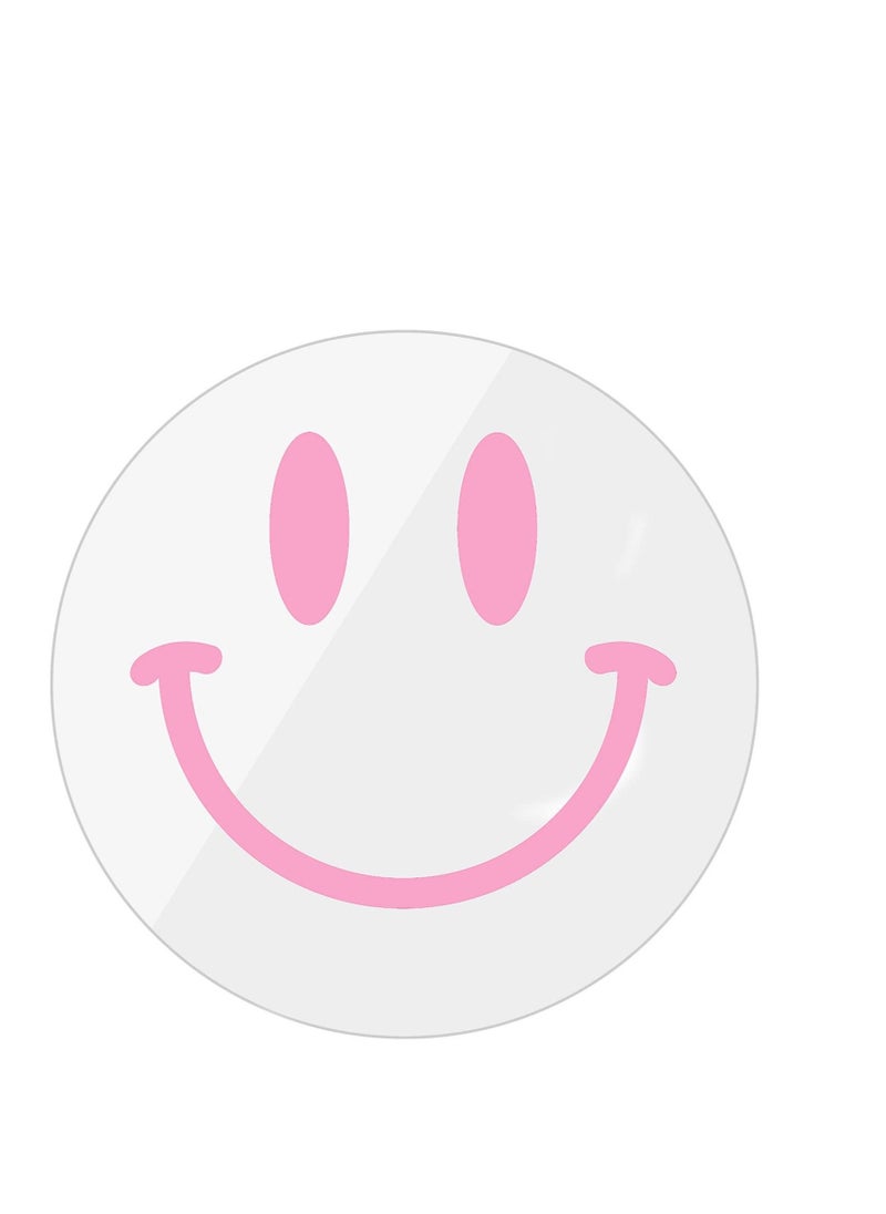 Excefore 11.8 Inches Acrylic Smiley Face Mirror, Wall-Mounted Smile Face Mirror, Round Room Decor Mirror, Suitable for Living Room Bedroom Dressing Table Bathroom Decor (Pink)  - Image 2