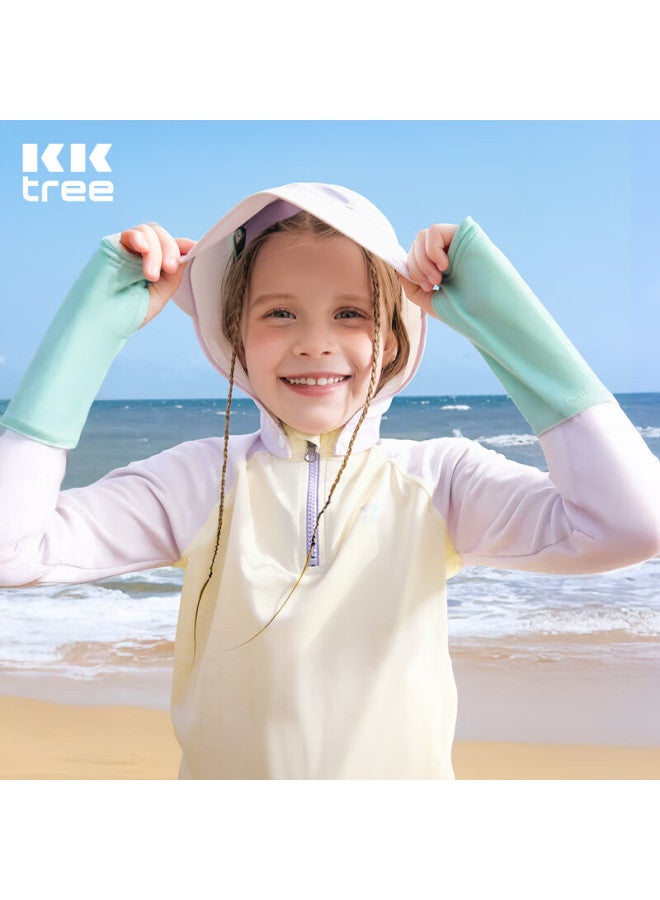Kocotree Kk Tree Children's Swimwear Pants Original Yarn Sunscreen Antibacterial Long Sleeve Boys And Girls Split Swimsuit Ice Blue Purple 150 - Image 1
