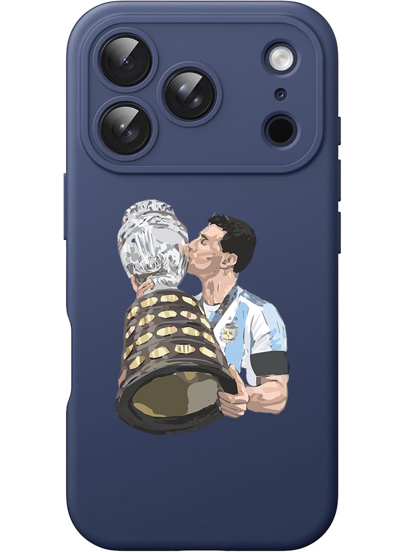 Theodor Protective Slim Fit Case Liquid Silicone Cover with Full Body Protection Anti-Scratch Shockproof Case For Apple iPhone 17 Pro (Blue) Messi - Image 1