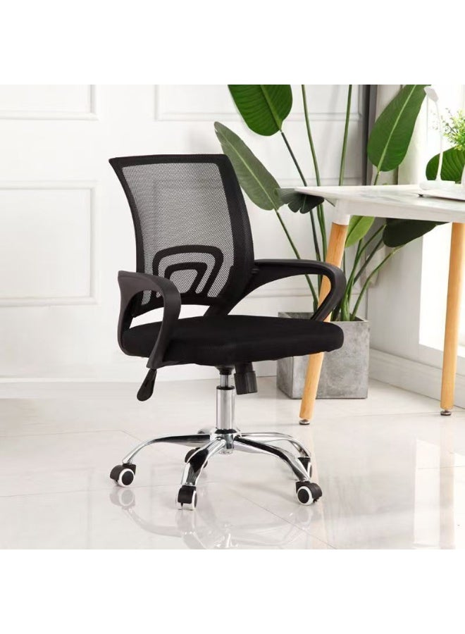 كرسي مكتب وكرسي تنفيذي أسود، كرسي مكتب قابل للتعديل، كرسي مريح مع دعم قطني، وسادة مبطنة، ظهر مرتفع، مسند رأس وعجلات، كرسي كمبيوتر مريح (أسود) - Image 2