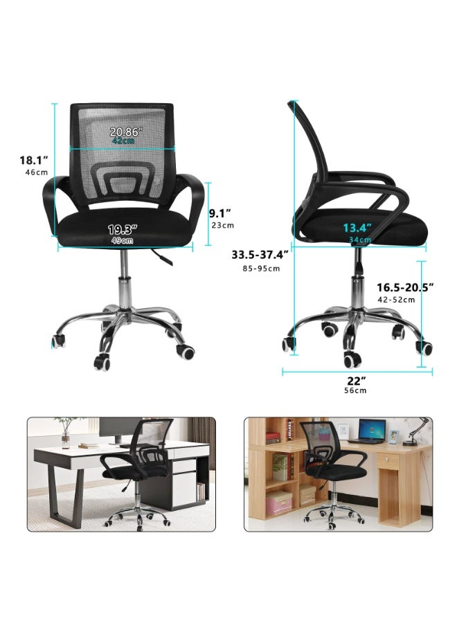 كرسي مكتب وكرسي تنفيذي أسود، كرسي مكتب قابل للتعديل، كرسي مريح مع دعم قطني، وسادة مبطنة، ظهر مرتفع، مسند رأس وعجلات، كرسي كمبيوتر مريح (أسود) - Image 3