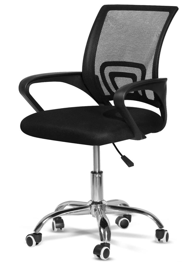 كرسي مكتب وكرسي تنفيذي أسود، كرسي مكتب قابل للتعديل، كرسي مريح مع دعم قطني، وسادة مبطنة، ظهر مرتفع، مسند رأس وعجلات، كرسي كمبيوتر مريح (أسود) - Image 1