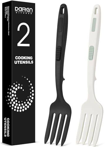 DaiRen Kitchen Silicone Flexible Cooking Fork, 11.6 Inch Heat Resistant, Large Non Stick for Mixing, Mashing, Whisking (BW) - Image 1